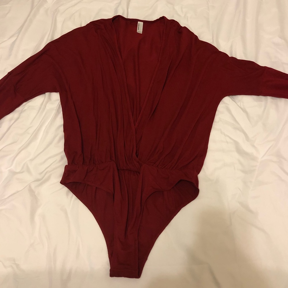 LOT -2 (Black, Red) Med American Apparel Bodysuits